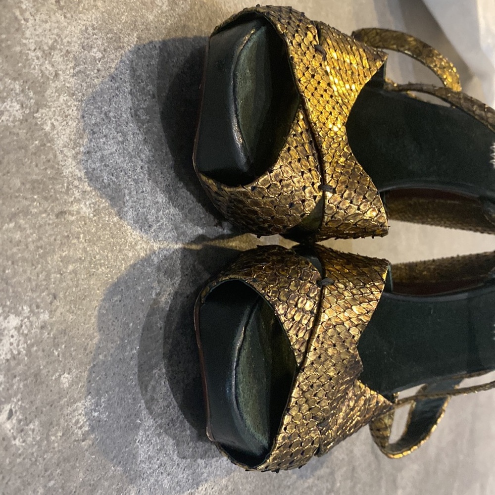 Marc Jacobs Real Gold Python Snake Skin Platform … - image 5